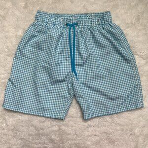 Pili Carrera Toddler Blue Checkered Boy Swimming Trunks Size 8 Years